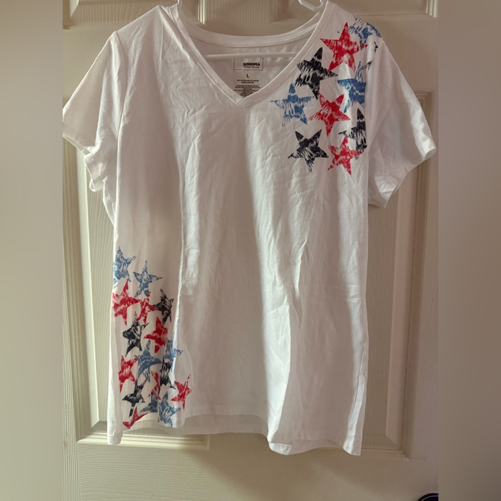 Sonoma Cream V-Neck patriotic T-shirt